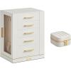 imageSONGMICS Jewelry Box 360 Rotating and PU Travel Jewelry Box Bundle Jewelry Storage Case with 5 Drawers Jewelry Organizer Glass Window Gift Cloud White UJBC170W01 and UJBC179W01