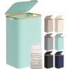 imageSONGMICS Laundry Hamper with Lid Large Laundry Basket 238 Gallons 90L Removable Mesh Liner Bamboo Handles Collapsible 165 x 126 x 278 Inches Mint Green ULCB509C01