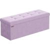 imageSONGMICS Mazie Collection  Storage Ottoman Bench Foldable Foot Rest 15 x 30 x 15 Inches End of Bed Bench Storage Chest Load 660 lb Living Room Bedroom Entryway Cream White ULSF603W01Light Lilac