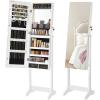 imageSONGMICS Mirror Jewelry Cabinet Standing Armoire Organizer Jewelry Storage with FullLength Frameless LED Lights Builtin Makeup Mirror 2 Drawers Lockable White UJJC023W01White