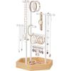 imageSONGMICS Set of 2 Jewelry Holders Organizers 3 Tiers and 1 Tray Jewelry Display Stands with Metal Frame Necklace Earring Bracelet Holder for Rings Pale Gold and White UJJS003A012JMatte White  Natural Beige