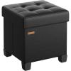 imageSONGMICS Storage Ottoman Cube Ottoman with Legs 15 x 15 x 157 Inches Footstool Footrest 10 Gal 37 L Synthetic Leather for Bedroom Living Room Dorm Ink Black ULSF0512B02Ink Black