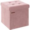 imageSONGMICS Storage Ottoman Cube Ottoman with Legs 15 x 15 x 157 Inches Footstool Footrest 10 Gal 37 L Synthetic Leather for Bedroom Living Room Dorm Ink Black ULSF0512B02Jelly Pink
