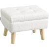 imageSONGMICS Storage Ottoman Foot Stool Ottoman with Padded Seat Foot Rest with Wood Legs Small Table for Hallway Living Room 118 x 157 x 114 Inches Teddy Fleece Cream White ULOM518WD01White