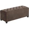 imageSONGMICS Velvet Storage Ottoman Bench Foot Rest with Legs 157 x 43 x 157 Inches End of Bed Bench Storage Chest Load up to 660 lb for Living Room Bedroom Entryway Walnut Brown ULSF089K01Walnut Brown