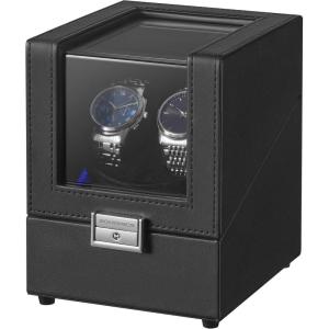imageSONGMICS Automatic Double Watch Winder Box with Quiet Motor for Automatic Watches with LED Light Adjustable Pillow Lock 4 Winding Settings Includes a USBC Charging Cable Black UJWB031B01