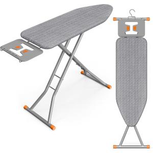 imageSONGMICS Ironing Board Retractable Iron Rest Foldable Iron Board 43 x 13 Inches SpaceSaving Height Adjustable Padded with Cover Hook Midnight Blue ULLB003QP03SDove Gray