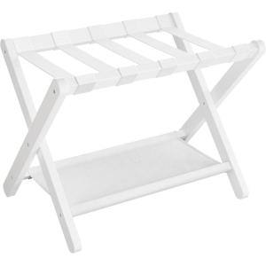 imageSONGMICS Luggage Rack Bamboo Luggage Rack for Guest Room Folding Suitcase Stand for Hotel Bedroom HeavyDuty Holds up to 131 lb Natural Beige URLR007N01Classic White