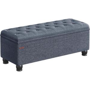 imageSONGMICS Storage Ottoman Storage Bench Tufted Entryway Bedroom Bench 177 x 465 x 177 Inches Hinges Easy Lid Operation Wooden Legs LinenLook Cover Loads 330 lb Light Denim Blue ULOM070Q01