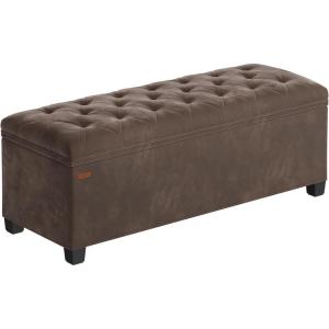 imageSONGMICS Velvet Storage Ottoman Bench Foot Rest with Legs 157 x 43 x 157 Inches End of Bed Bench Storage Chest Load up to 660 lb for Living Room Bedroom Entryway Walnut Brown ULSF089K01Walnut Brown