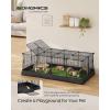 imageSONGMICS Guinea Pig Cage Rabbit Cage Small Animal Playpen with Waterproof Mat Top and Side Door 20 Panels 484 x 248 x 163 Inches Ink Black ULPI012BH01484L x 248W x 163H