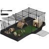 imageSONGMICS Guinea Pig Cage Rabbit Cage Small Animal Playpen with Waterproof Mat Top and Side Door 20 Panels 484 x 248 x 163 Inches Ink Black ULPI012BH01484L x 248W x 163H