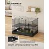 imageSONGMICS Guinea Pig Cage Rabbit Cage Small Animal Playpen with Waterproof Mat Top and Side Door 20 Panels 484 x 248 x 163 Inches Ink Black ULPI012BH01366L x 248W x 242H