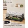 imageSONGMICS Guinea Pig Cage Rabbit Cage Small Animal Playpen with Waterproof Mat Top and Side Door 20 Panels 484 x 248 x 163 Inches Ink Black ULPI012BH01484L x 248W x 163H