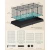 imageSONGMICS Guinea Pig Cage Rabbit Cage Small Animal Playpen with Waterproof Mat Top and Side Door 20 Panels 484 x 248 x 163 Inches Ink Black ULPI012BH01484L x 248W x 163H