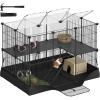 imageSONGMICS Guinea Pig Cage Rabbit Cage Small Animal Playpen with Waterproof Mat Top and Side Door 20 Panels 484 x 248 x 163 Inches Ink Black ULPI012BH01366L x 248W x 242H