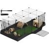 imageSONGMICS Guinea Pig Cage Rabbit Cage Small Animal Playpen with Waterproof Mat Top and Side Door 20 Panels 484 x 248 x 163 Inches Ink Black ULPI012BH01484L x 248W x 163H