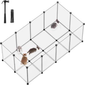 imageSONGMICS Guinea Pig Cage Rabbit Cage Small Animal Playpen with Waterproof Mat Top and Side Door 20 Panels 484 x 248 x 163 Inches Ink Black ULPI012BH01571L x 283W x 224H
