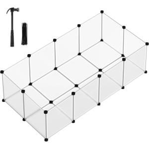 imageSONGMICS Guinea Pig Cage Rabbit Cage Small Animal Playpen with Waterproof Mat Top and Side Door 20 Panels 484 x 248 x 163 Inches Ink Black ULPI012BH01563 x 287 x 181