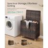 imageSONGMICS 2Section Laundry Hamper with Lid 29 Gal 110L PE Rattan Laundry Basket with Removable Washable Liners for Bedroom amp Living Room Goose Yellow ULCB222YE01Chestnut Brown