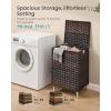 imageSONGMICS 2Section Laundry Hamper with Lid 29 Gal 110L PE Rattan Laundry Basket with Removable Washable Liners for Bedroom amp Living Room Goose Yellow ULCB222YE01Chestnut Brown