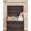 imageSONGMICS 2Section Laundry Hamper with Lid 29 Gal 110L PE Rattan Laundry Basket with Removable Washable Liners for Bedroom amp Living Room Goose Yellow ULCB222YE01Chestnut Brown