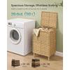 imageSONGMICS 2Section Laundry Hamper with Lid 29 Gal 110L PE Rattan Laundry Basket with Removable Washable Liners for Bedroom amp Living Room Goose Yellow ULCB222YE01Goose Yellow