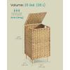 imageSONGMICS 2Section Laundry Hamper with Lid 29 Gal 110L PE Rattan Laundry Basket with Removable Washable Liners for Bedroom amp Living Room Goose Yellow ULCB222YE01Goose Yellow