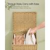 imageSONGMICS 2Section Laundry Hamper with Lid 29 Gal 110L PE Rattan Laundry Basket with Removable Washable Liners for Bedroom amp Living Room Goose Yellow ULCB222YE01Goose Yellow