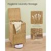 imageSONGMICS 2Section Laundry Hamper with Lid 29 Gal 110L PE Rattan Laundry Basket with Removable Washable Liners for Bedroom amp Living Room Goose Yellow ULCB222YE01Goose Yellow
