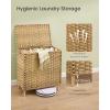imageSONGMICS 2Section Laundry Hamper with Lid 29 Gal 110L PE Rattan Laundry Basket with Removable Washable Liners for Bedroom amp Living Room Goose Yellow ULCB222YE01Goose Yellow