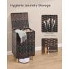 imageSONGMICS 2Section Laundry Hamper with Lid 29 Gal 110L PE Rattan Laundry Basket with Removable Washable Liners for Bedroom amp Living Room Goose Yellow ULCB222YE01Chestnut Brown