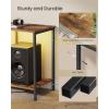 imageSONGMICS BELLAH Collection  TV Stand with Power Outlets and Lights Entertainment Center Media Console for TVs Up to 70 Inches Living Room Shelves Drawers Modern Ink Black ULGS420B101SRustic Brown