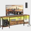 imageSONGMICS BELLAH Collection  TV Stand with Power Outlets and Lights Entertainment Center Media Console for TVs Up to 70 Inches Living Room Shelves Drawers Modern Ink Black ULGS420B101SRustic Brown