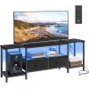 imageSONGMICS BELLAH Collection  TV Stand with Power Outlets and Lights Entertainment Center Media Console for TVs Up to 70 Inches Living Room Shelves Drawers Modern Ink Black ULGS420B101SInk Black