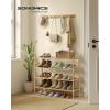 imageSONGMICS Bamboo Shoe Rack for Closet Stackable Shoe Oragnizer with Modular Structure SpaceSaving Free Standing Shelf for Entryway Bedroom 3Tier Holds 1216 Pairs Natural Color ULBS053YL01Natural