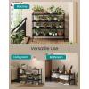 imageSONGMICS Bamboo Shoe Rack for Closet Stackable Shoe Oragnizer with Modular Structure SpaceSaving Free Standing Shelf for Entryway Bedroom 3Tier Holds 1216 Pairs Natural Color ULBS053YL01Ink Black