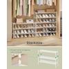 imageSONGMICS Bamboo Shoe Rack for Closet Stackable Shoe Oragnizer with Modular Structure SpaceSaving Free Standing Shelf for Entryway Bedroom 3Tier Holds 1216 Pairs Natural Color ULBS053YL01Cloud White