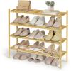 imageSONGMICS Bamboo Shoe Rack for Closet Stackable Shoe Oragnizer with Modular Structure SpaceSaving Free Standing Shelf for Entryway Bedroom 3Tier Holds 1216 Pairs Natural Color ULBS053YL01Natural