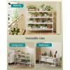 imageSONGMICS Bamboo Shoe Rack for Closet Stackable Shoe Oragnizer with Modular Structure SpaceSaving Free Standing Shelf for Entryway Bedroom 3Tier Holds 1216 Pairs Natural Color ULBS053YL01Cloud White