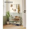 imageSONGMICS Bamboo Shoe Rack for Closet Stackable Shoe Oragnizer with Modular Structure SpaceSaving Free Standing Shelf for Entryway Bedroom 3Tier Holds 1216 Pairs Natural Color ULBS053YL01Cloud White