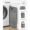 imageSONGMICS Laundry Hamper with Lid 172 Gallon 65L Synthetic Rattan Clothes Laundry Basket with Lid and Handles Foldable Removable Liner Summer Sand ULCB165LZ01Dove Gray