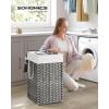 imageSONGMICS Laundry Hamper with Lid 172 Gallon 65L Synthetic Rattan Clothes Laundry Basket with Lid and Handles Foldable Removable Liner Summer Sand ULCB165LZ01Dove Gray