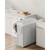 imageSONGMICS Laundry Hamper with Lid 172 Gallon 65L Synthetic Rattan Clothes Laundry Basket with Lid and Handles Foldable Removable Liner Summer Sand ULCB165LZ01Cloud White