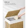 imageSONGMICS Laundry Hamper with Lid 172 Gallon 65L Synthetic Rattan Clothes Laundry Basket with Lid and Handles Foldable Removable Liner Summer Sand ULCB165LZ01Goose Yellow