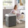 imageSONGMICS Laundry Hamper with Lid 172 Gallon 65L Synthetic Rattan Clothes Laundry Basket with Lid and Handles Foldable Removable Liner Summer Sand ULCB165LZ01Dove Gray
