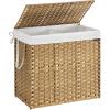 imageSONGMICS Laundry Hamper with Lid 172 Gallon 65L Synthetic Rattan Clothes Laundry Basket with Lid and Handles Foldable Removable Liner Summer Sand ULCB165LZ01Goose Yellow