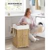 imageSONGMICS Laundry Hamper with Lid 172 Gallon 65L Synthetic Rattan Clothes Laundry Basket with Lid and Handles Foldable Removable Liner Summer Sand ULCB165LZ01Goose Yellow