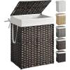 imageSONGMICS Laundry Hamper with Lid 172 Gallon 65L Synthetic Rattan Clothes Laundry Basket with Lid and Handles Foldable Removable Liner Summer Sand ULCB165LZ01Chestnut Brown
