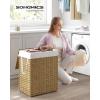 imageSONGMICS Laundry Hamper with Lid 172 Gallon 65L Synthetic Rattan Clothes Laundry Basket with Lid and Handles Foldable Removable Liner Summer Sand ULCB165LZ01Goose Yellow